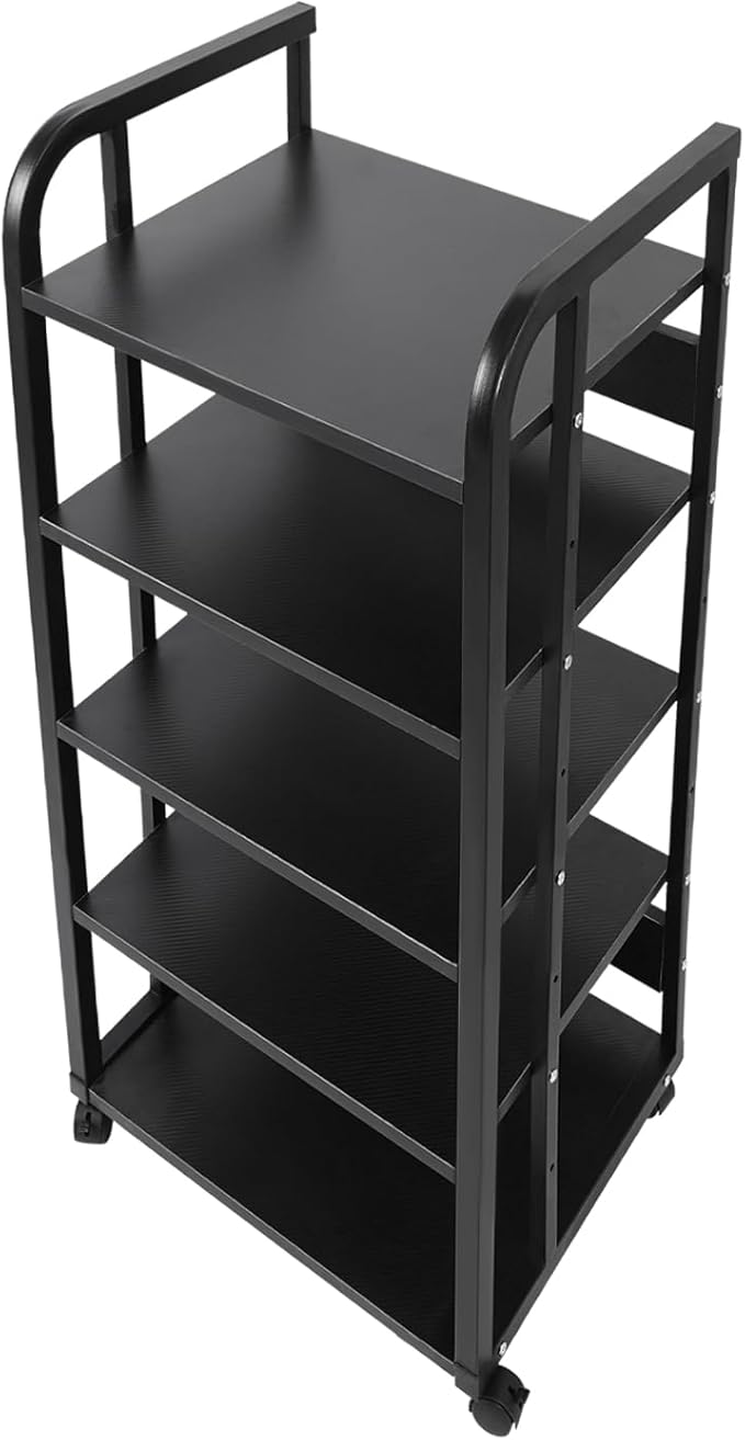 5-Tier AV Media Stand with Universal Wheels, Center Stereo Components Storage - Image 5