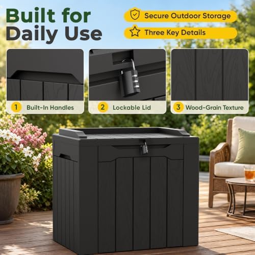 flamaker 2 pack deck box 31 gallon waterproof shown in use