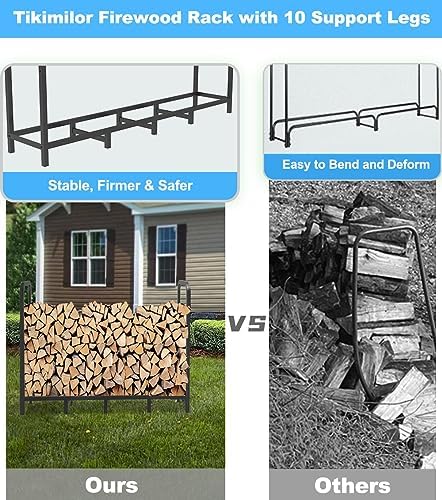 5.3ft firewood rack holder, adjustable heavy duty fire showing dimensions