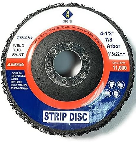 SIGNI 5 Pack 4-1/2" x 7/8" Poly Strip Discs Stripping Wheel for Angle Grinder -Remove Paint, Rust and Clean Welds Oxidation (5 Pack-Black)