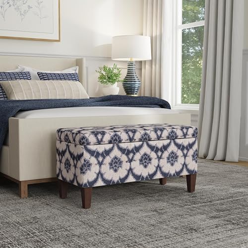 homepop 36" decorative storage bench - blue medallion shown in use