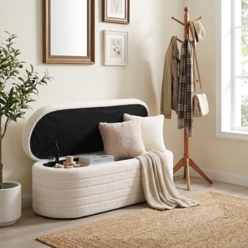 teddy sherpa storage ottoman bench end of bed on a desk or shelf