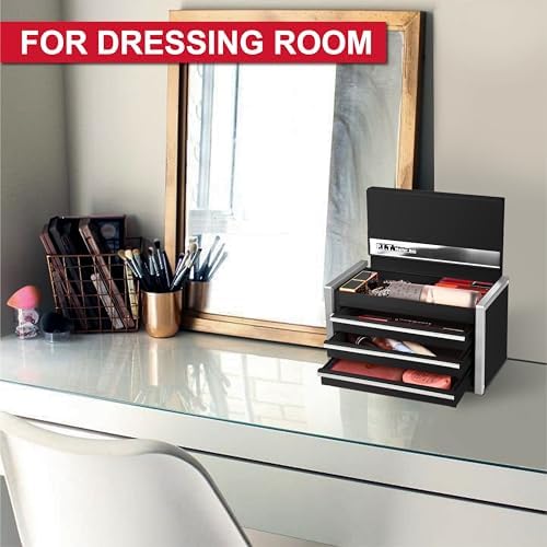 p.i.t. mini tool box,3 drawers small metal toolbox, package contents