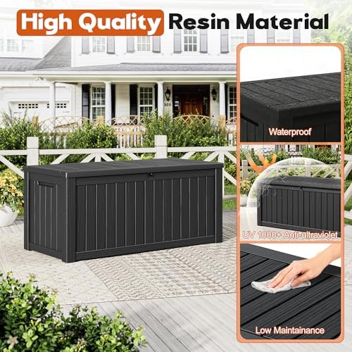 outdoor storage box, resin deck boxes indoor and, side view