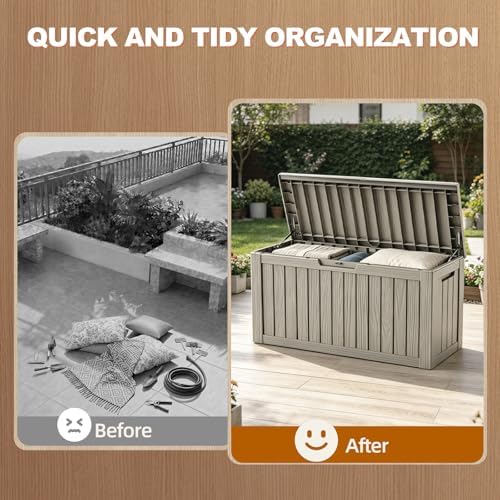 efu outdoor storage box 150 gallon deck box showing dimensions