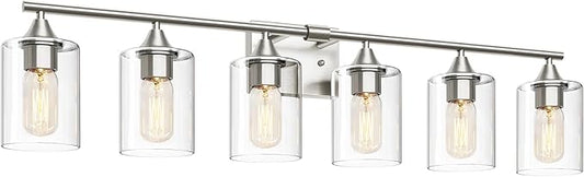 XPEHK 6-Light Bathroom Lighting Fixtures Over Mirror, Brushed Nickel Light by XPEHK
