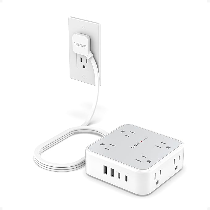 TESSAN Surge Protector Power Strip, 5 FT Extension Cord by TESSAN