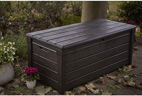 keter brightwood waterproof outdoor storage deck box, 120, package contents