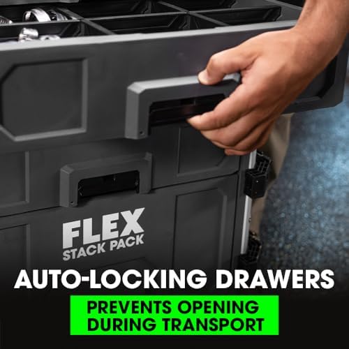 flex stack pack storage system 3-drawer tool box shown in use
