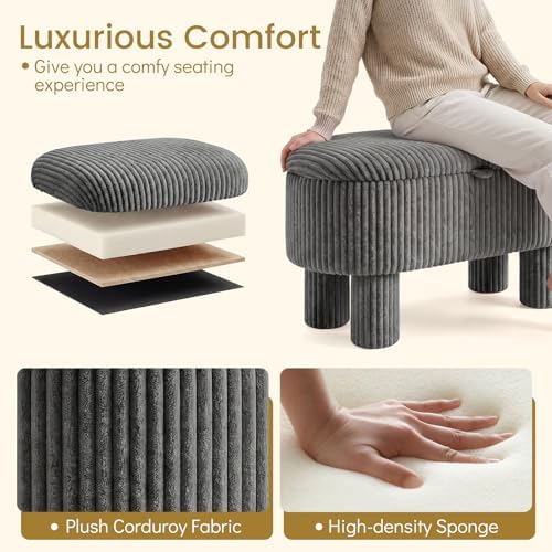 giantex 42'' storage ottoman bench, corduroy fabric upholstered, package contents