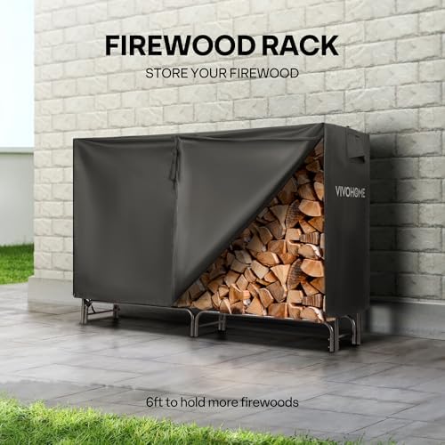 vivohome 6 ft heavy duty firewood rack outdoor on a desk or shelf