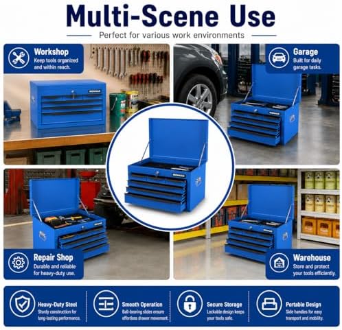 arnot large metal tool box, tool box with, front angle view