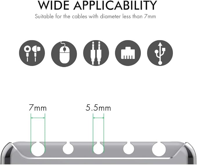 AHASTYLE Cable Organizer Holder 5 Slots Desktop Cord Wire Clips Keeper - Image 2