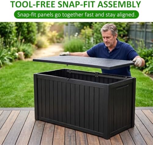 easyup 250gal large outdoor storage box waterproof lockable on a desk or shelf