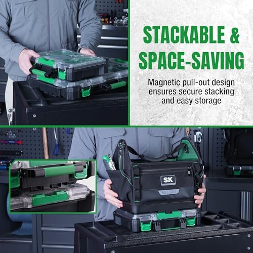 sk 13.5-inch small part organizer, portable tool box on a desk or shelf