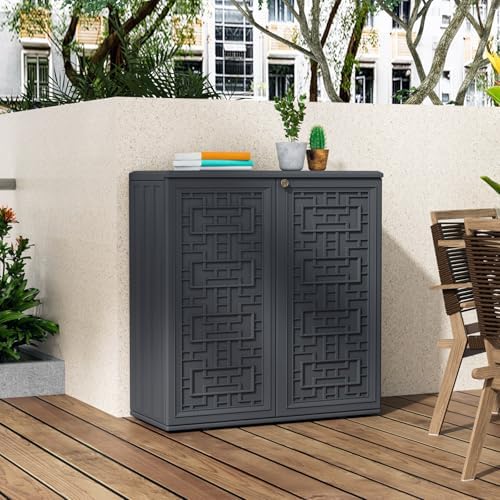 mrosaa storage box outdoor caninet,resin indoor storage box on a desk or shelf