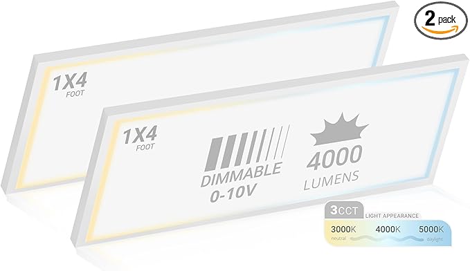 NUWATT 2 Pack 1x4 FT LED Surface Mount Panel 120-277V Universal Voltage by NUWATTLighting