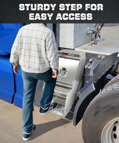12" aluminum truck step box side mount tool, close-up detail
