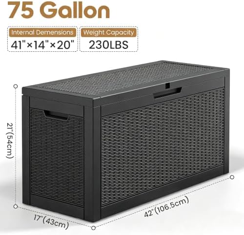 outdoor storage box waterproof, 75 gallon deck box shown in use