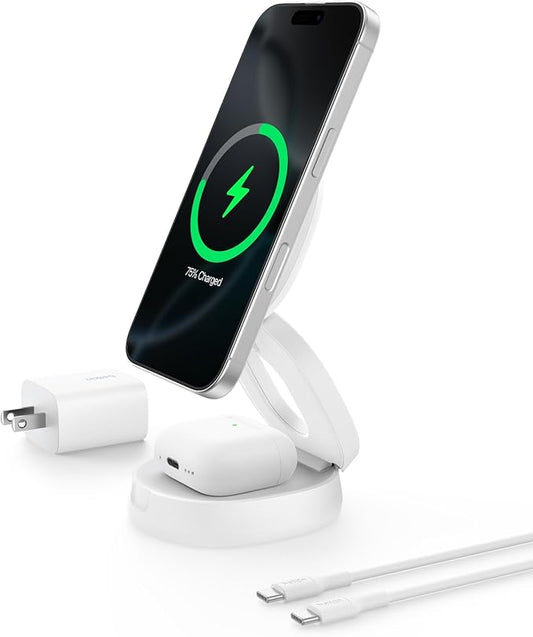 Belkin MagSafe Charger Compatible, 2-in-1 Qi2 Wireless Charging Station 15W by Belkin