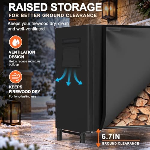 gtongoko 4ft firewood rack outdoor with cover heavy showing dimensions