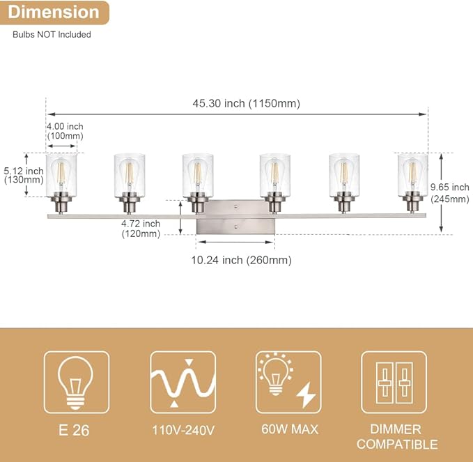 WINSHEN 6-Lights Bathroom Vanity Light Fixtures - Image 4