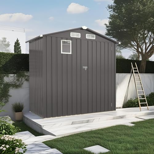 6x3.5 ft outdoor storage shed, small metal garden, view 9