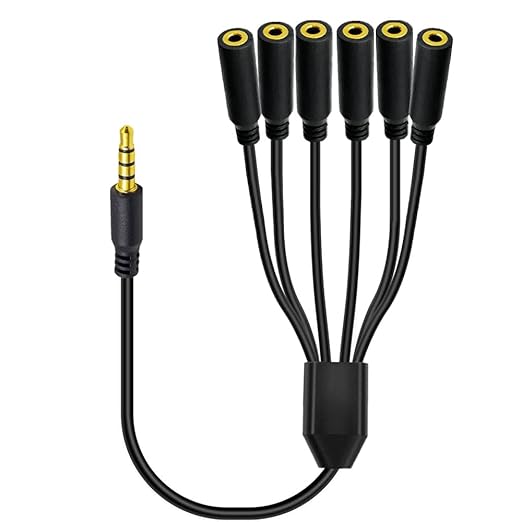 MysRuida 1.6ft 1/8” 3.5mm TRRS Extension Stereo Audio Cable, 1 Male to 6 Female by Unknown