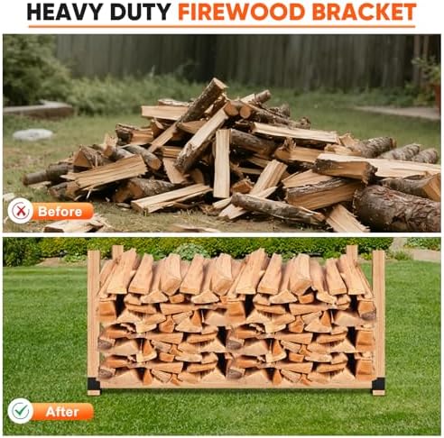 firewood log storage rack bracket, indoor outdoor, adjustable, package contents