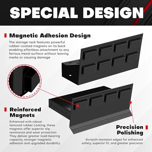 c&t 4-piece magnetic toolbox shelf, tray and holder showing dimensions