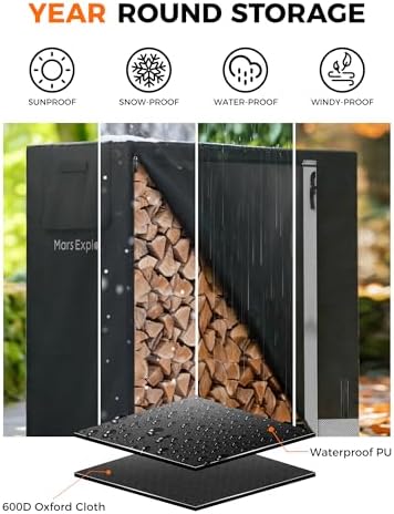 5ft firewood log rack with cover outdoor, heavy on a desk or shelf