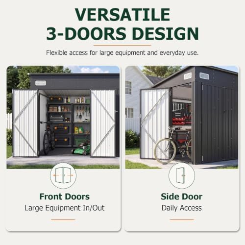 8'x10' lean to shed metal storage shed with, front angle view