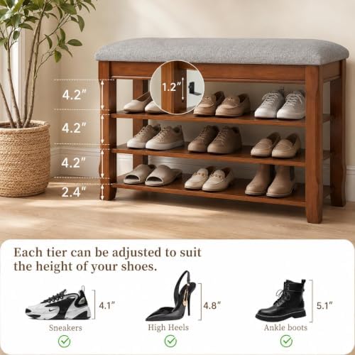 solid wood shoe rack bench with storage, flip-top, package contents