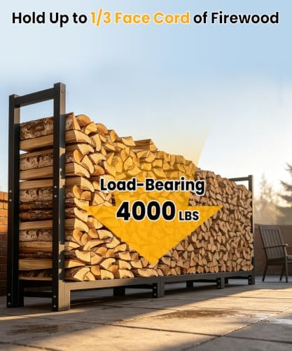 6ft firewood rack outdoor indoor, upgraded heavy duty, close-up detail