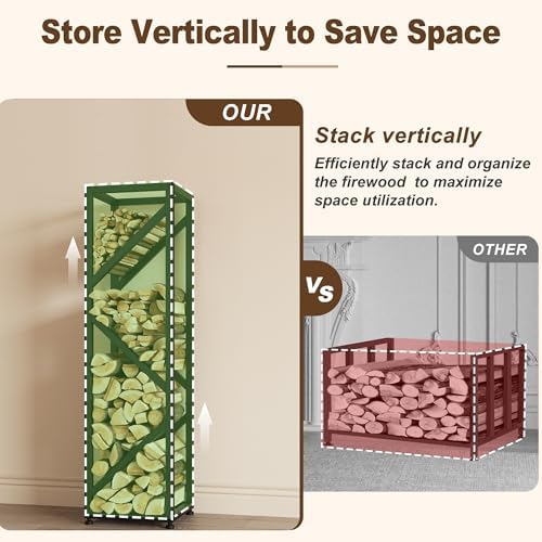 firewood rack indoor 47 inch tall, 4-tier heavy-duty, close-up detail
