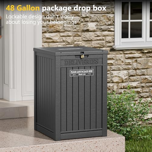 lhbgo package delivery box for outside, 48 gallon on a desk or shelf