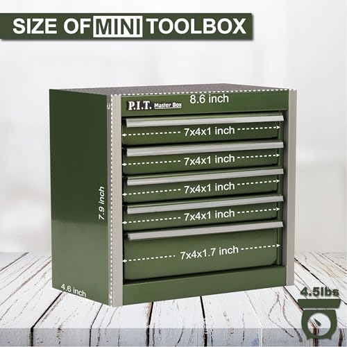 mini tool box with 5 drawer,green metal toolbox shown in use