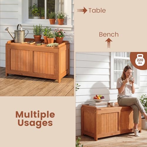 happygrill outdoor wood deck box with flip top, package contents