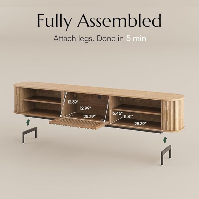 POVISON Fully-Assembled Mid Century Modern TV Stand - Image 6