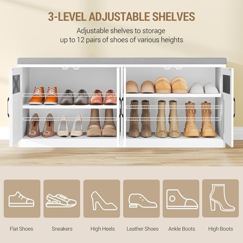 hzuaneri 47.2" shoe storage bench with 4 barn, side view