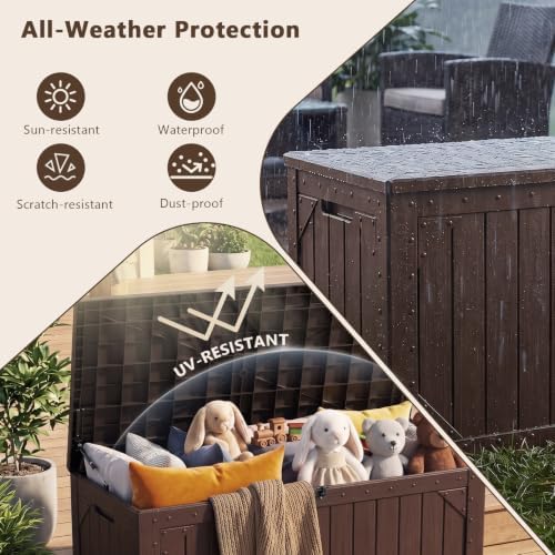 100 gallon outdoor storage box, waterproof large resin on a desk or shelf