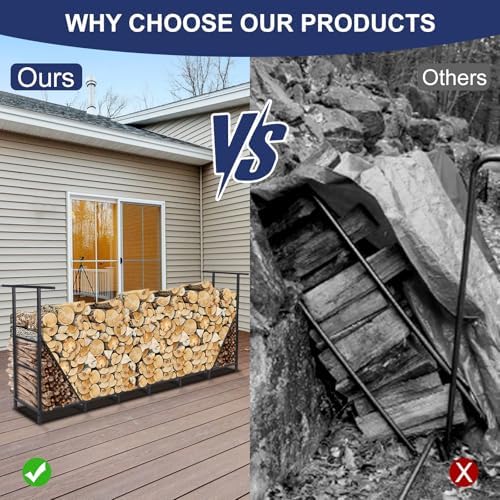 honest outfitters 8ft firewood rack outdoor, adjustable heavy showing dimensions