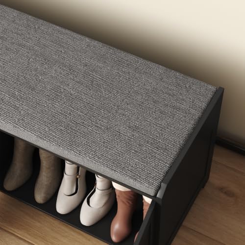 homefort 48.4" shoe storage bench with cushion, entryway, front angle view