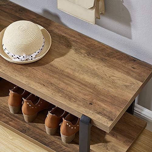 foluban entryway bench, industrial shoe storage bench for, side view