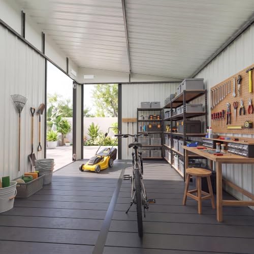8'x10' lean to shed metal storage shed with, side view