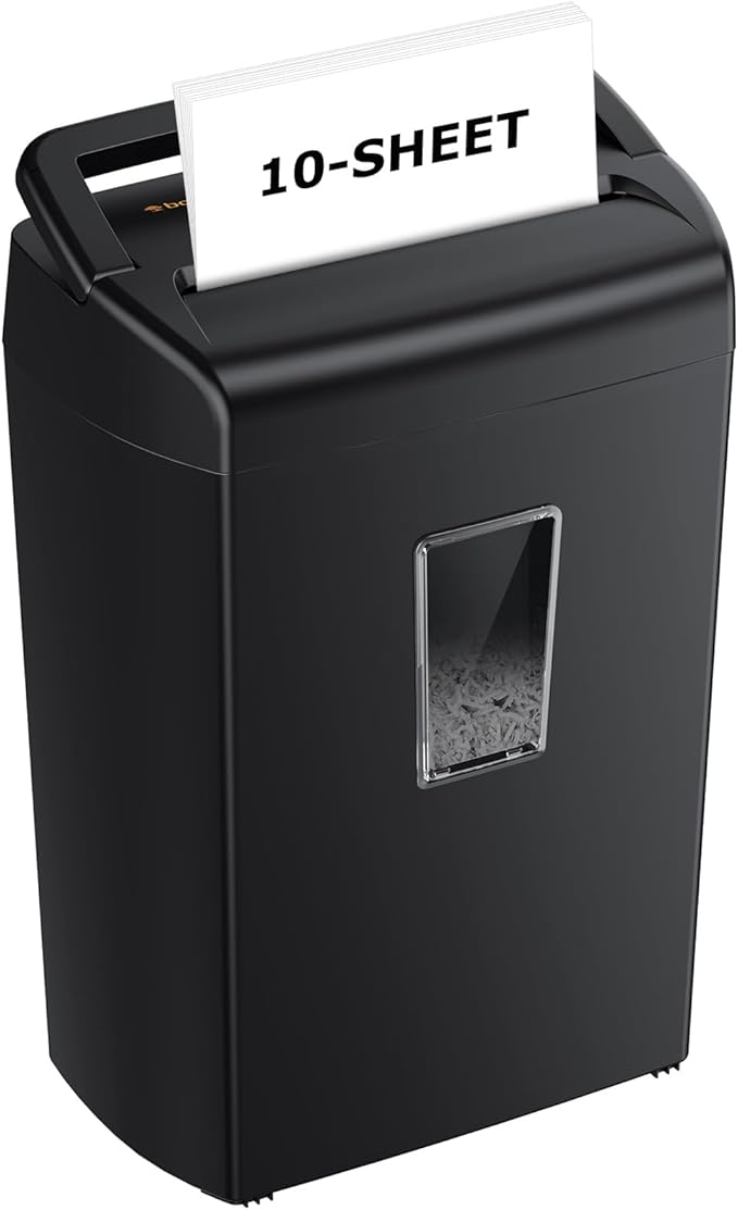 Bonsaii 10-Sheet Cross Cut Paper Shredder, 5.5 Gal Home Office Heavy Duty by bonsaii