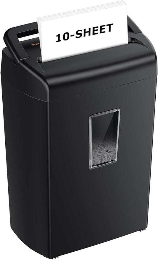 Bonsaii 10-Sheet Cross Cut Paper Shredder, 5.5 Gal Home Office Heavy Duty by bonsaii
