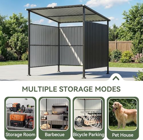 aoxun 6x6ft outdoor shed grill shed, grill gazebo showing dimensions