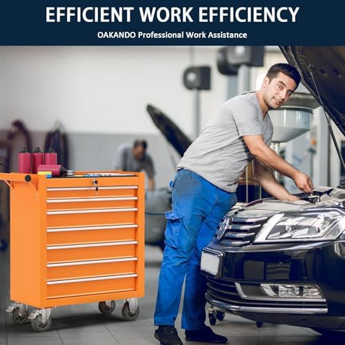 7-drawer metal rolling tool chest with wheels,tool storage on a desk or shelf