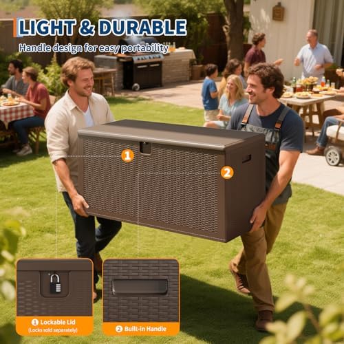 idealhouse 150 gal waterproof blow molded resin deck showing dimensions